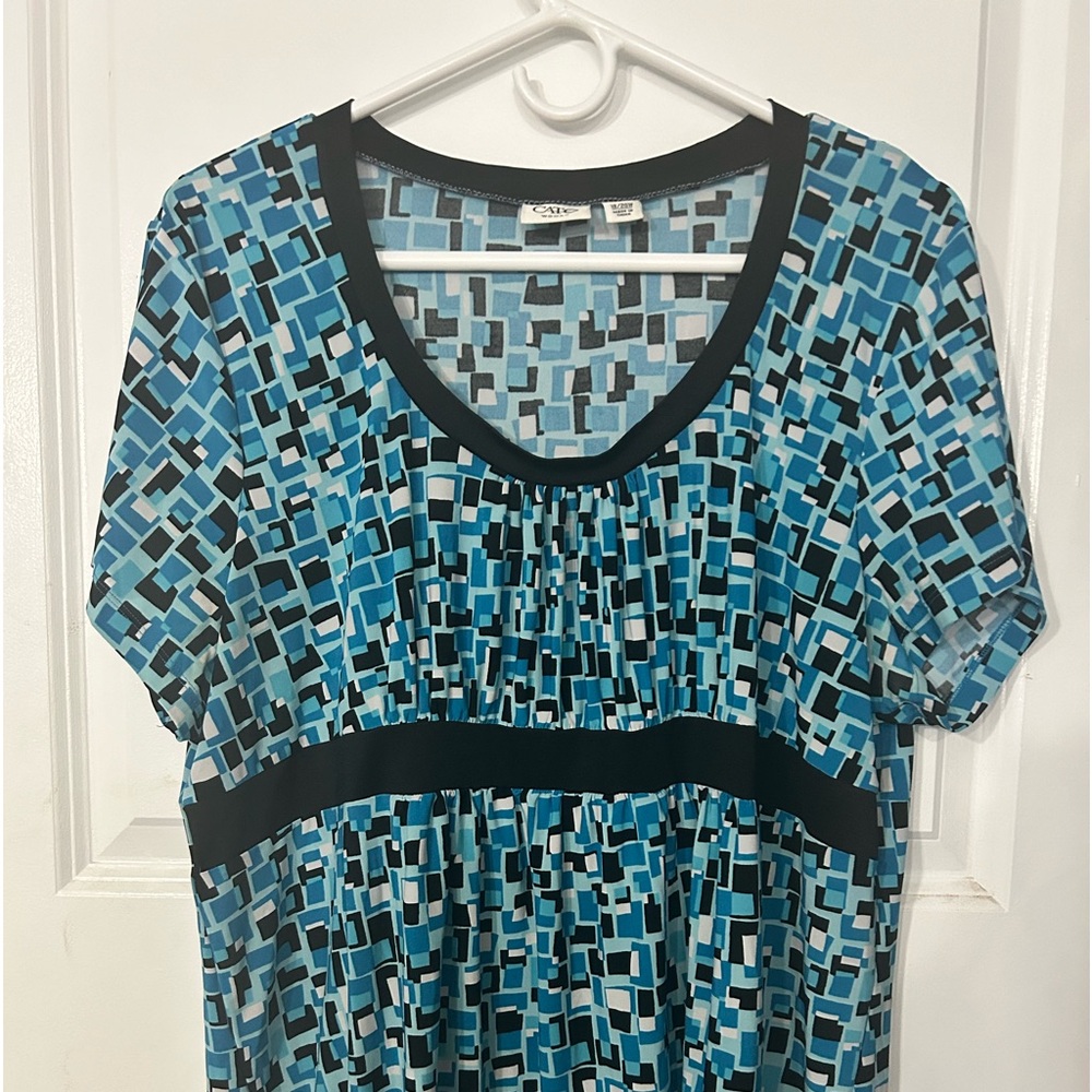 Blue/ black and white blouse